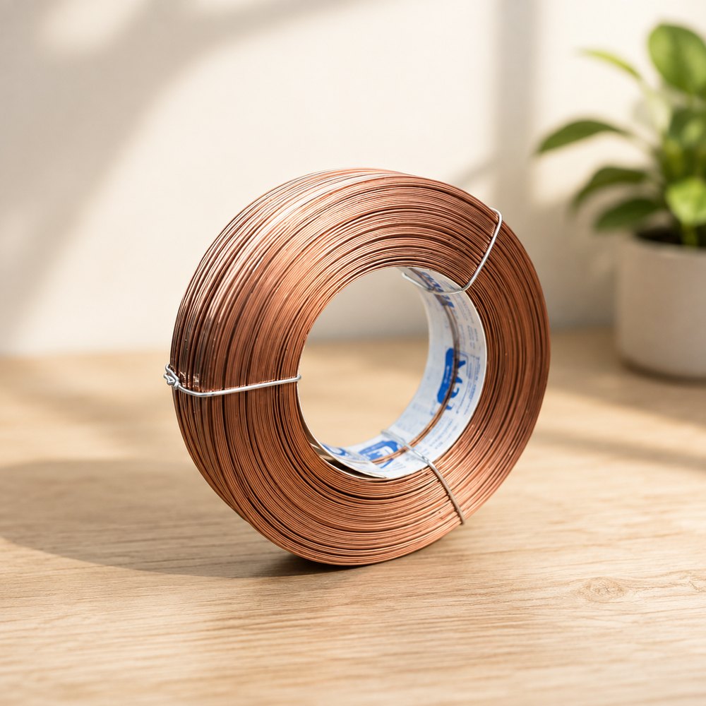 Prime Wires copper coated flat stitching wire on a spool