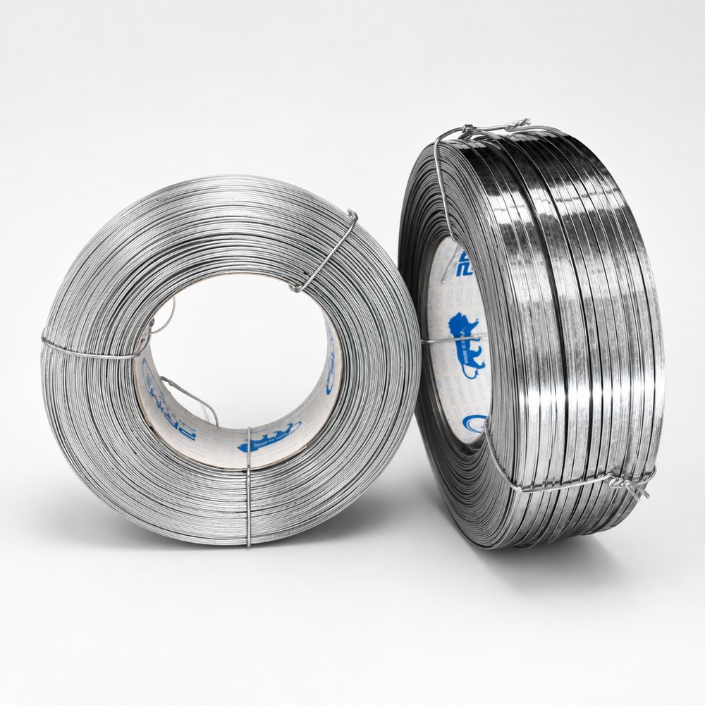 Reels of flat galvanised stitching wire