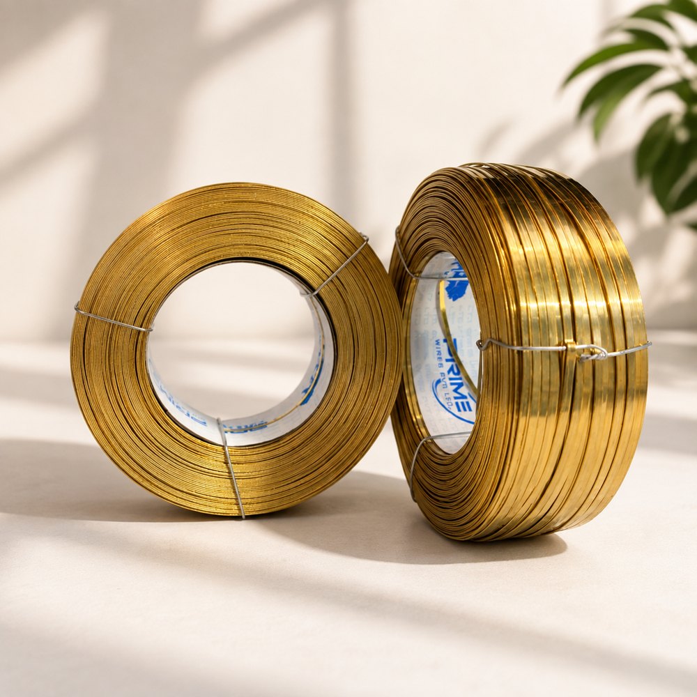Prime Wires pure brass flat stitching wire on a reel
